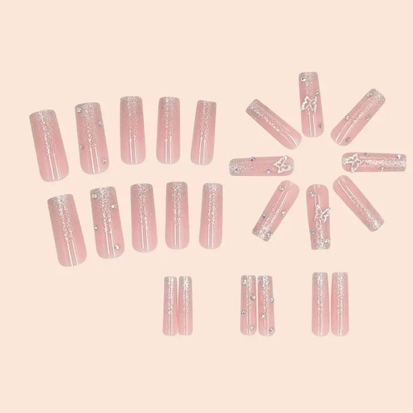 24PCS Handmade Ombré Glitter Butterfly Rhinestone long Lasting Full Coverage🦋 - Picture 2 of 6